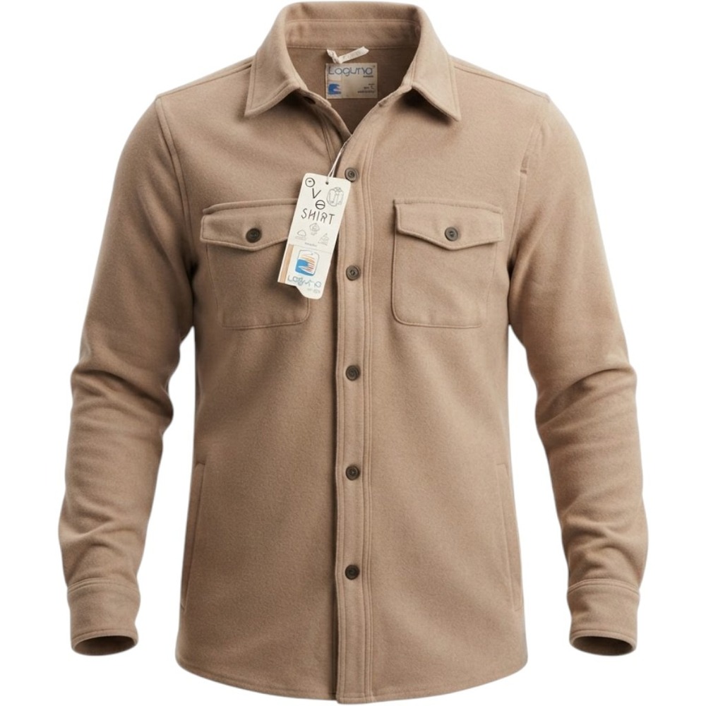 Laguna Love Shirt Mens Small Tan Faux Suede Shacket NWT Button Up Utility Jacket